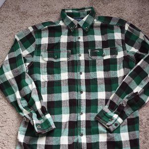 Faded Glory Green Plaid Button Up Shirt